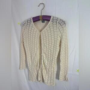 Coquette Cream Knit Cardigan with Pearl Buttons Size M